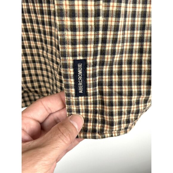 ABERCROMBIE & FITCH Mens Plaid Striped Cotton Long Sleeve Dress Shirt size L - Picture 14 of 16